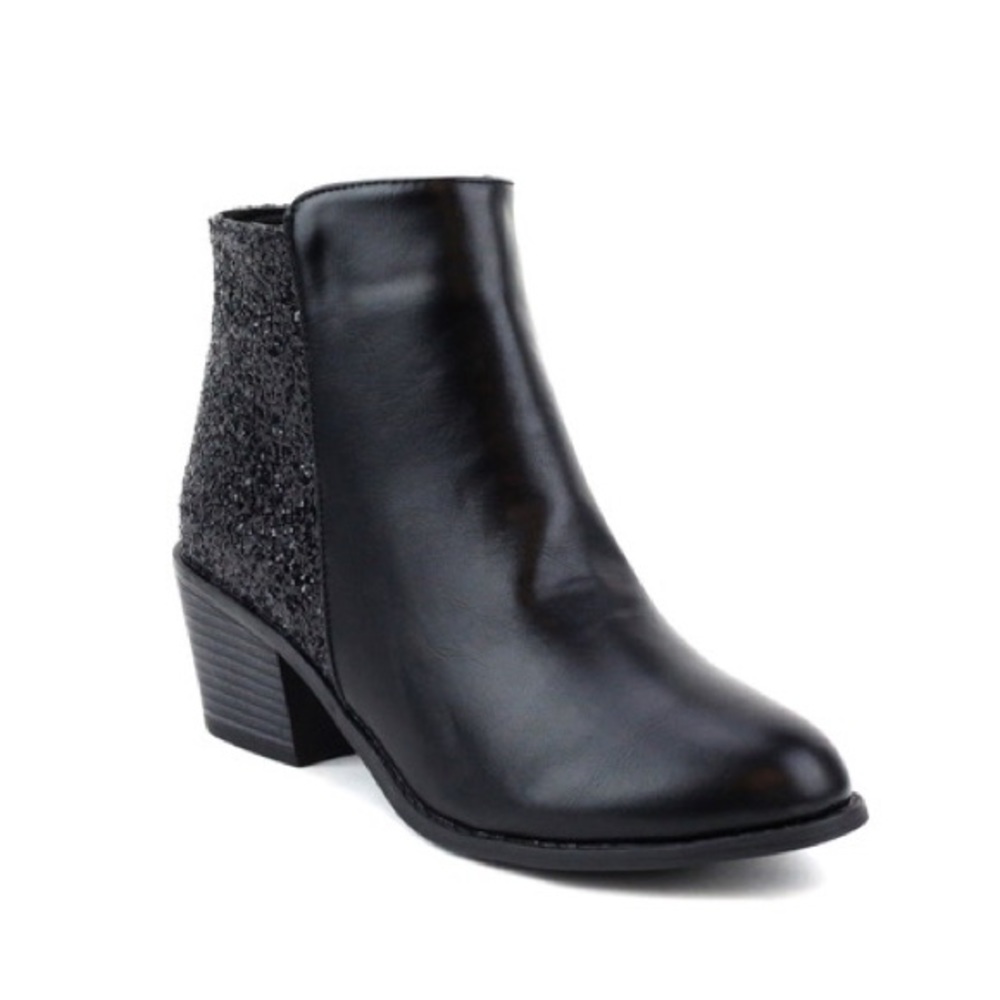 Ladies low chunky heels booties with glittery back - Picture 8 of 8