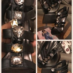 Crystal Black heel sandals