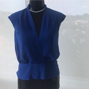 Bebe Faux Wrap Blue Top
