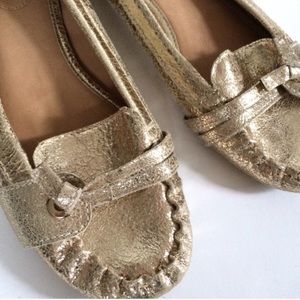 Kate Spade Metallic Crackled Gold Loafers