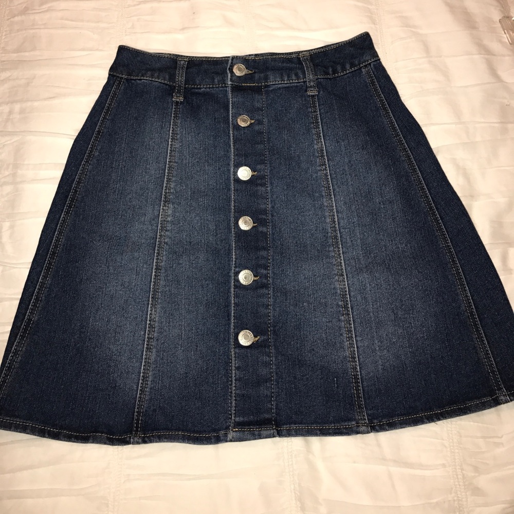 Button down denim skirt