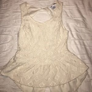 Backless lace peplum top