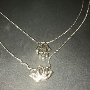 Kay jeweler hamsa & lotus necklace 1/20 ct tw