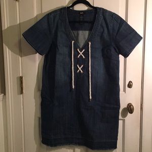 Denim Lace Up Dress