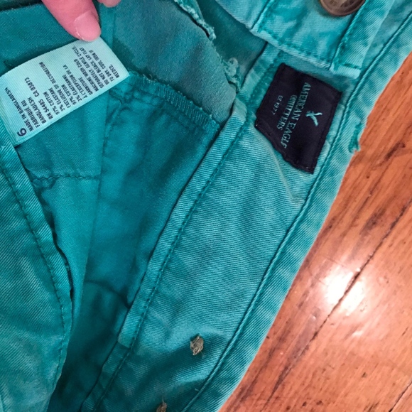 American Eagle Outfitters teal canvas shorts 6 - Picture 2 of 3