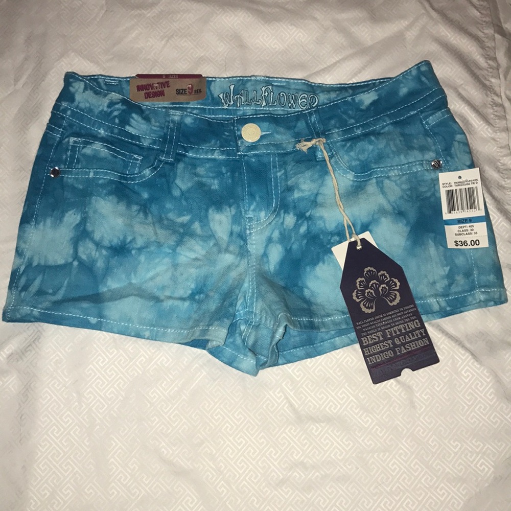Wall Flower Blue Tie-Dye Jean Shorts