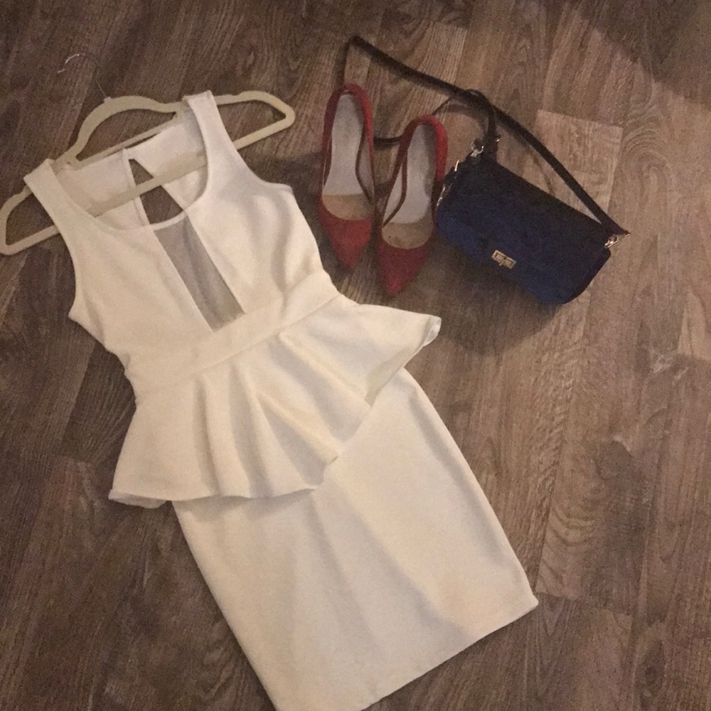White Peplum Dress