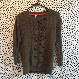 Army Green 3/4 Sleeve Sweater