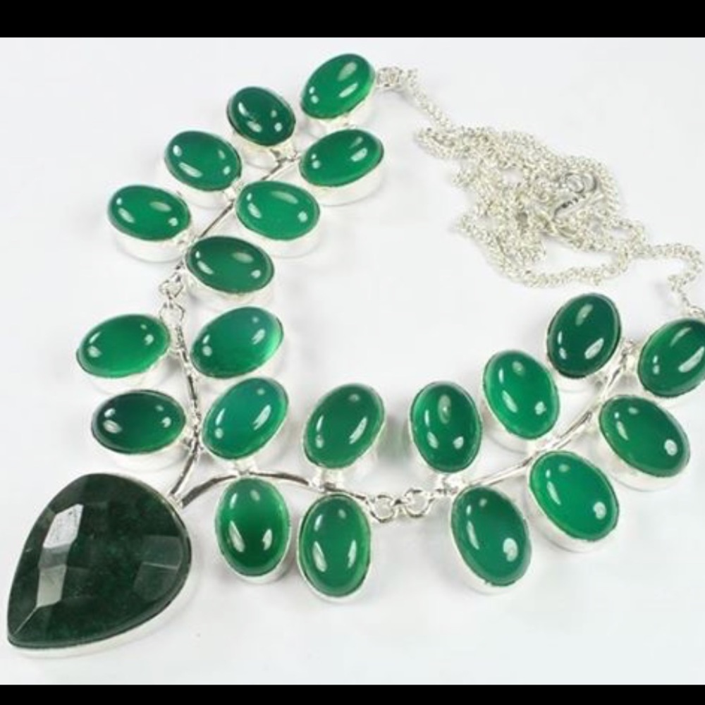 Green Onyx Bib Necklace