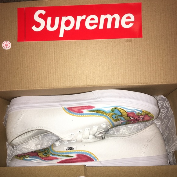 Vans Authentic True White Custom Dragon Design - Picture 3 of 4