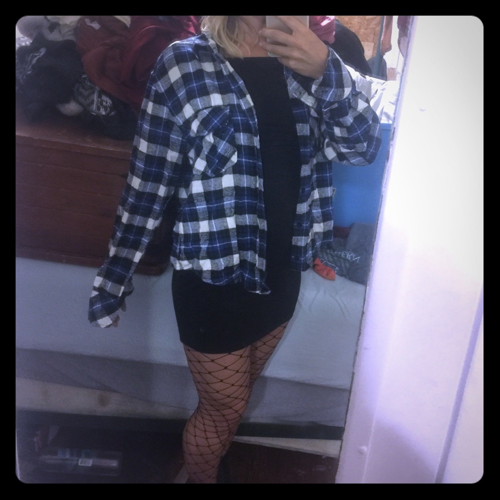 Blue black white Flannel