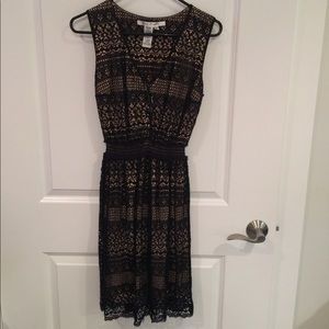 Black crocheted style dress with lining