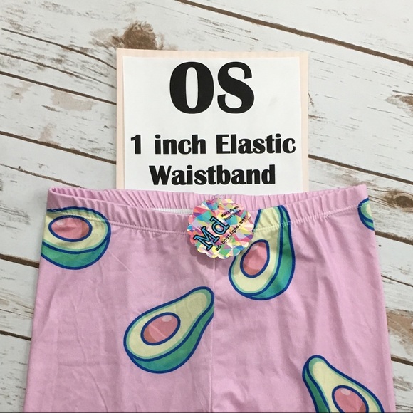 Pink Green Avocado Food Leggings OS NWT - Picture 3 of 4