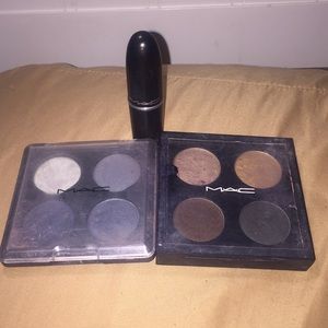 2 MAC eyeshadows and 1 MAC lipstick.