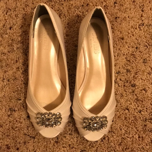 Satin Peep-Toe Wedges with Crystal Ornament - Picture 4 of 6