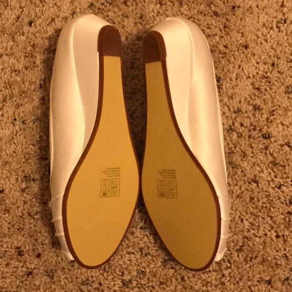 Satin Peep-Toe Wedges with Crystal Ornament - Picture 6 of 6