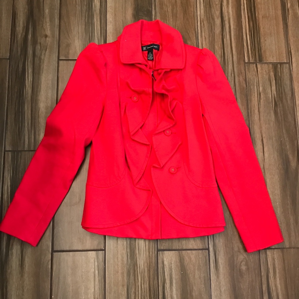 INC Red Ruffle Coat