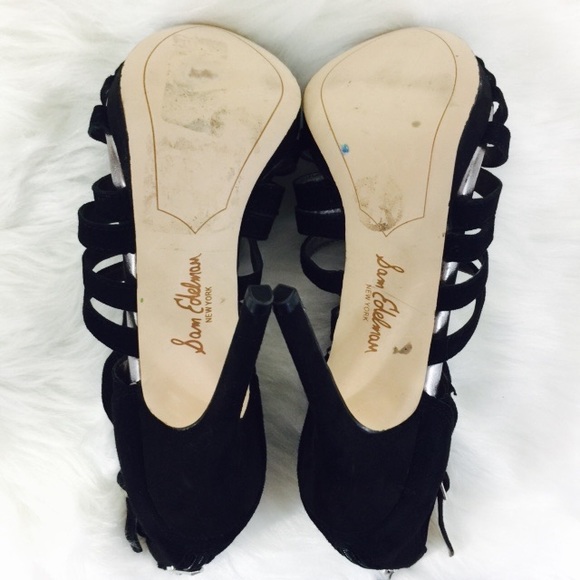 Sam Edelman 'Eve' Black Suede Caged Heel - Picture 5 of 7
