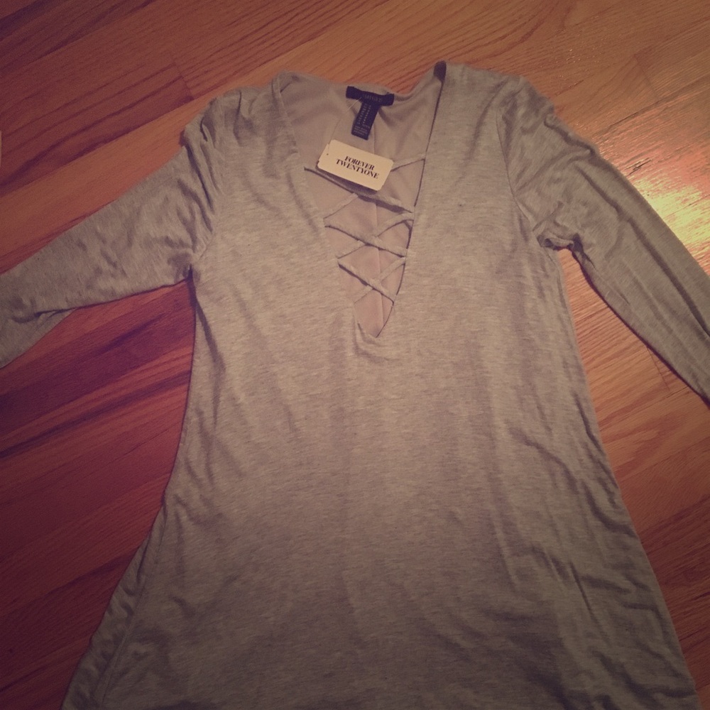 GREY V NECK CRISS-CROSS SWING DRESS 😘