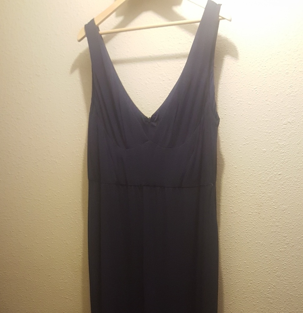 Navy Blue Low Cut Maxi Dress
