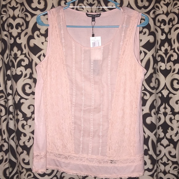 Light pink cotton/lace top (NEW) - Picture 1 of 6