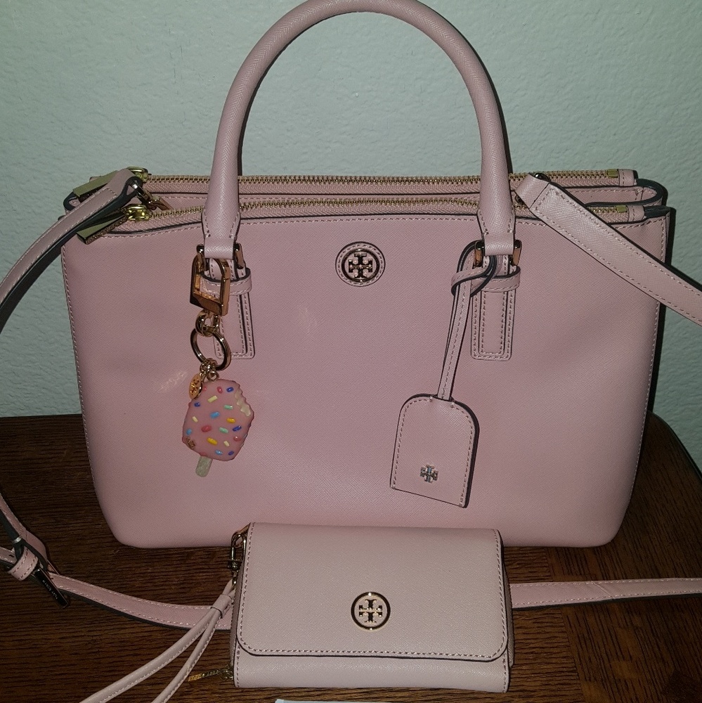 Tory burch double zip robinson, wallet, & keychain - Picture 1 of 5