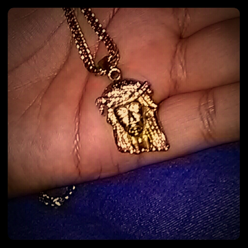 Jesus piece 18k gold plated chain