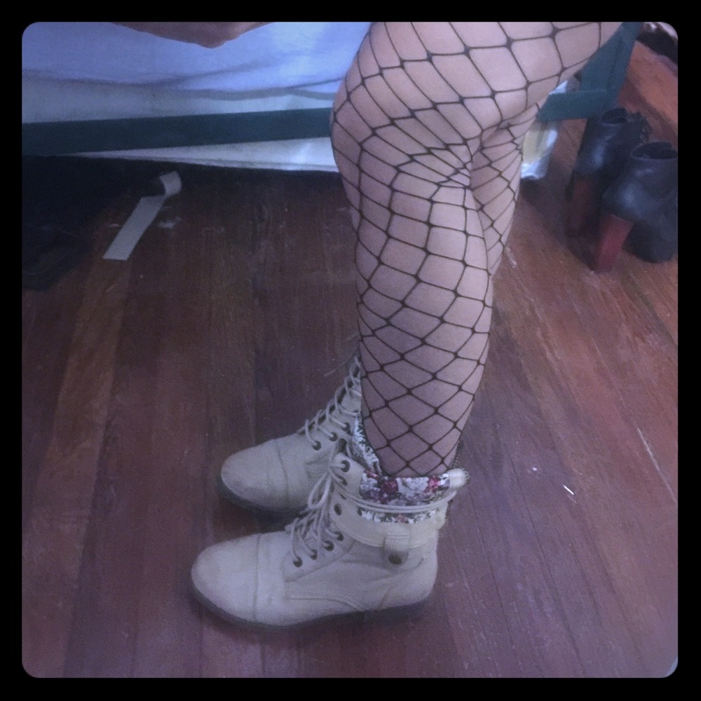 Cream colored combat boots