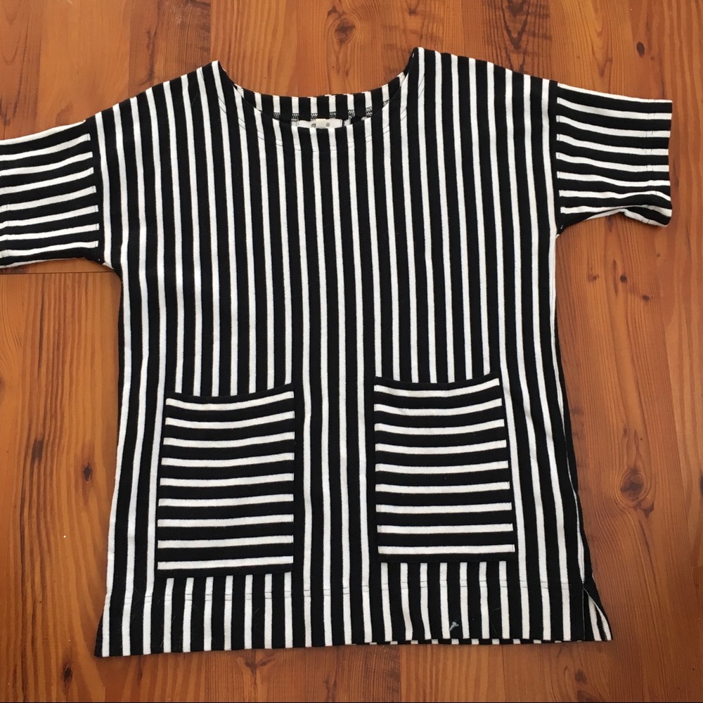 Black and White striped Madewell Shirt