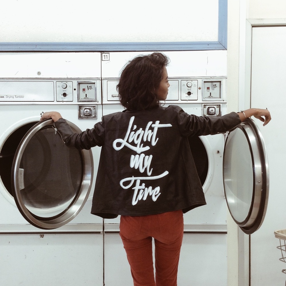 Hand Painted Faux Leather Jacket