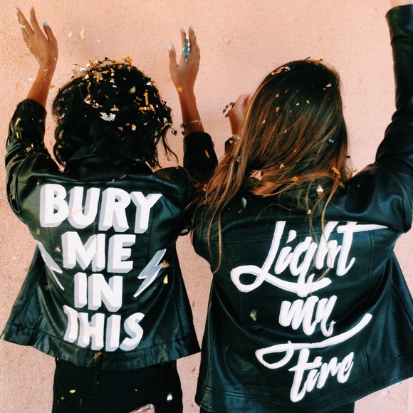 Hand Painted Faux Leather Jacket - Picture 2 of 2