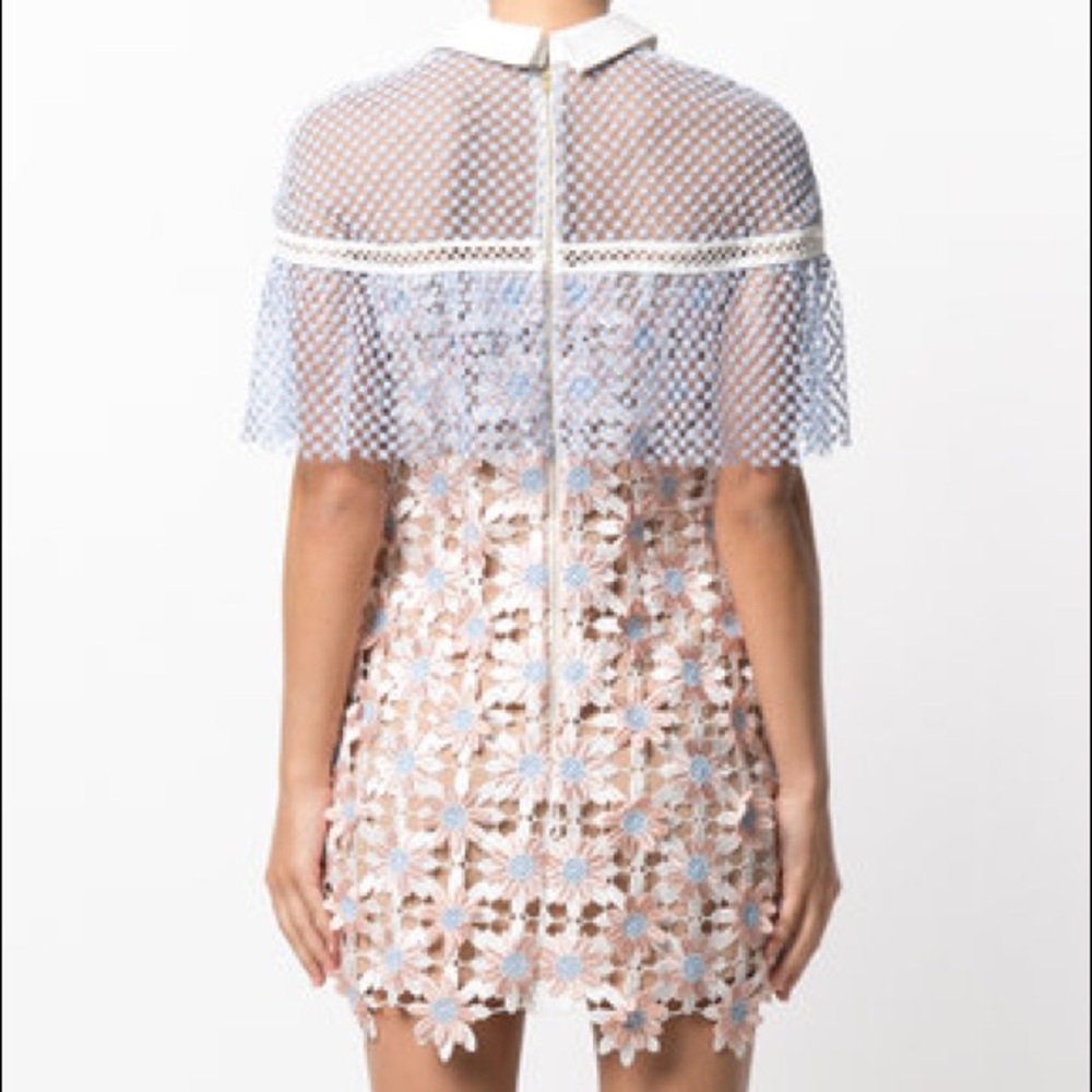 SOLD Self Portrait 3D Floral Cape Dress - Picture 6 of 8