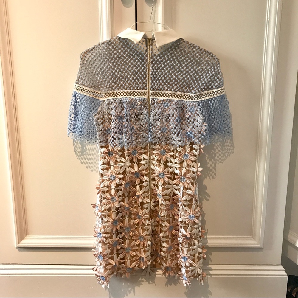 SOLD Self Portrait 3D Floral Cape Dress - Picture 2 of 8