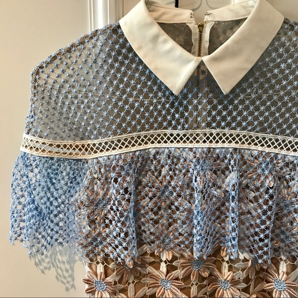 SOLD Self Portrait 3D Floral Cape Dress - Picture 3 of 8