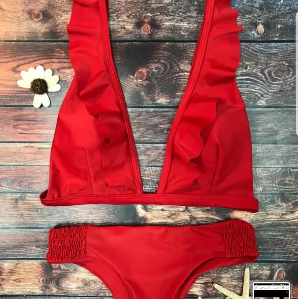 Red two piece bikini