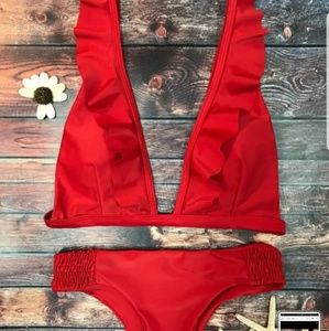 Red two piece bikini