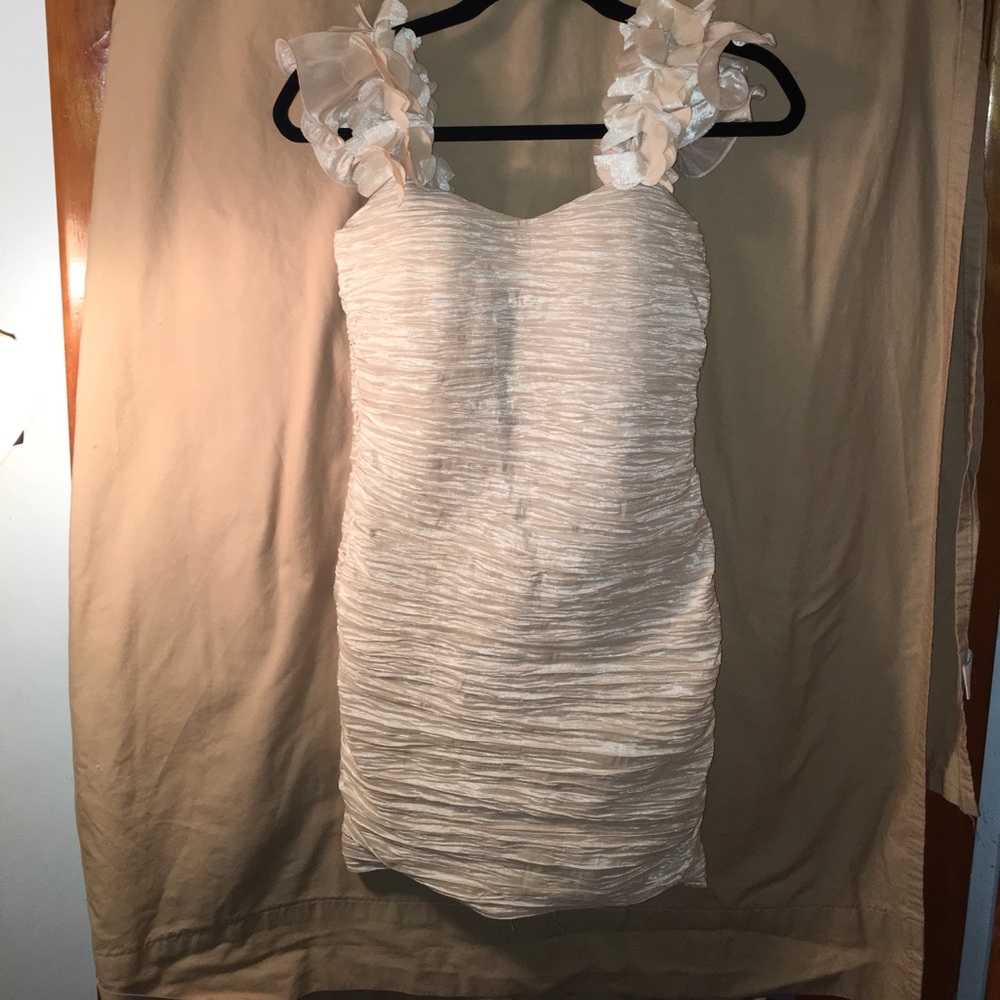 Cream ruched dress