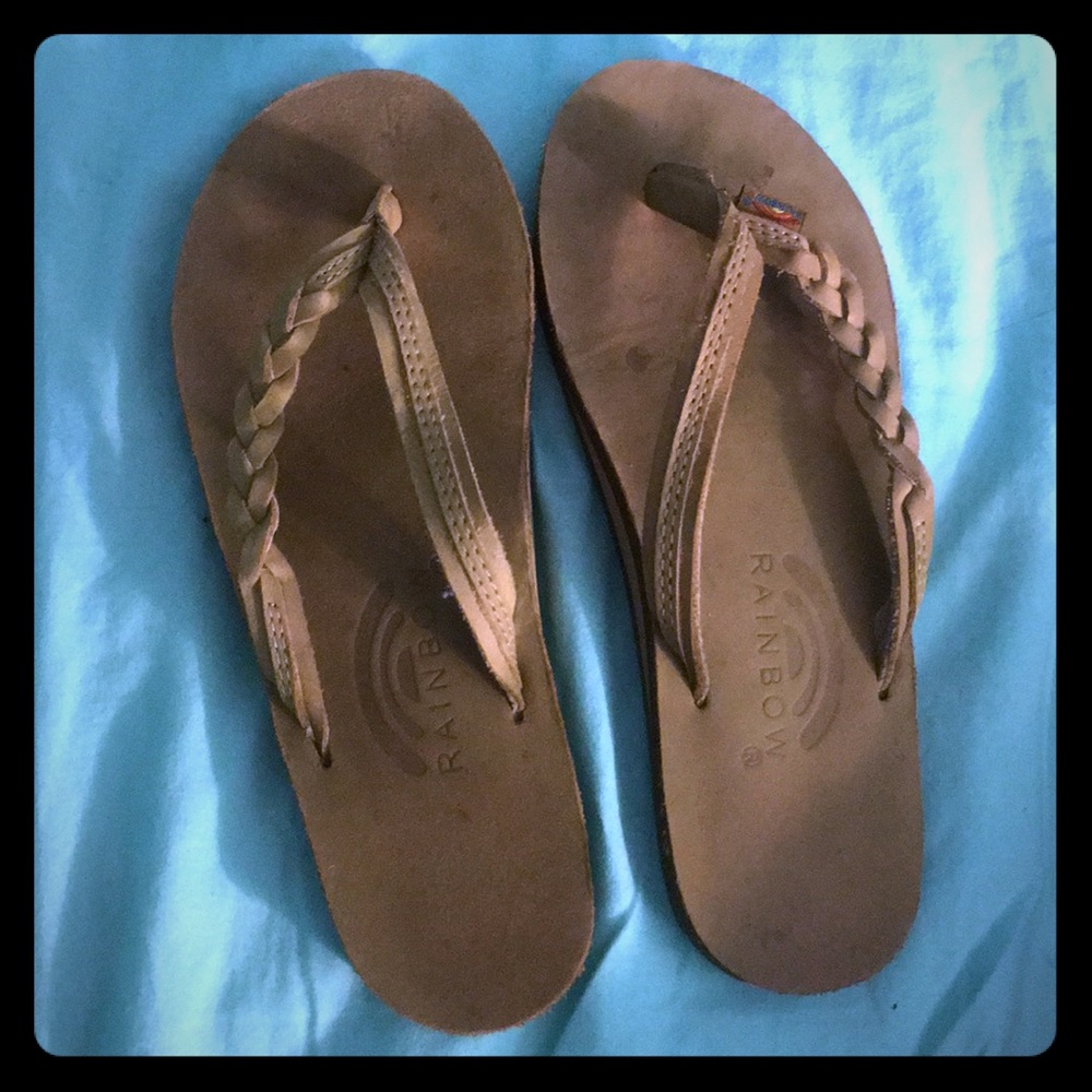 Rainbow flip flops