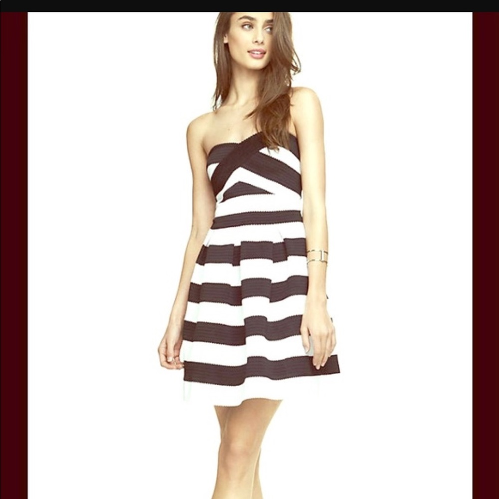 Express black and white bandage dress