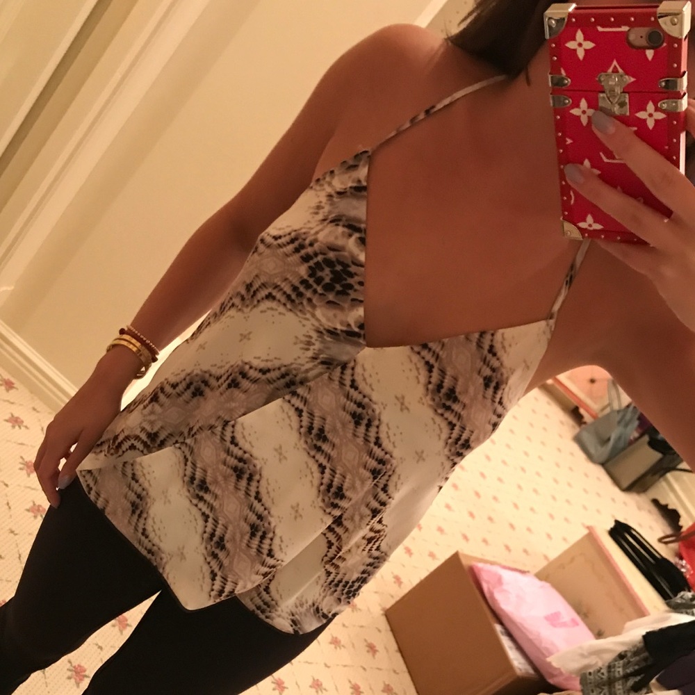 ChelseaFlower patterned silk halter top