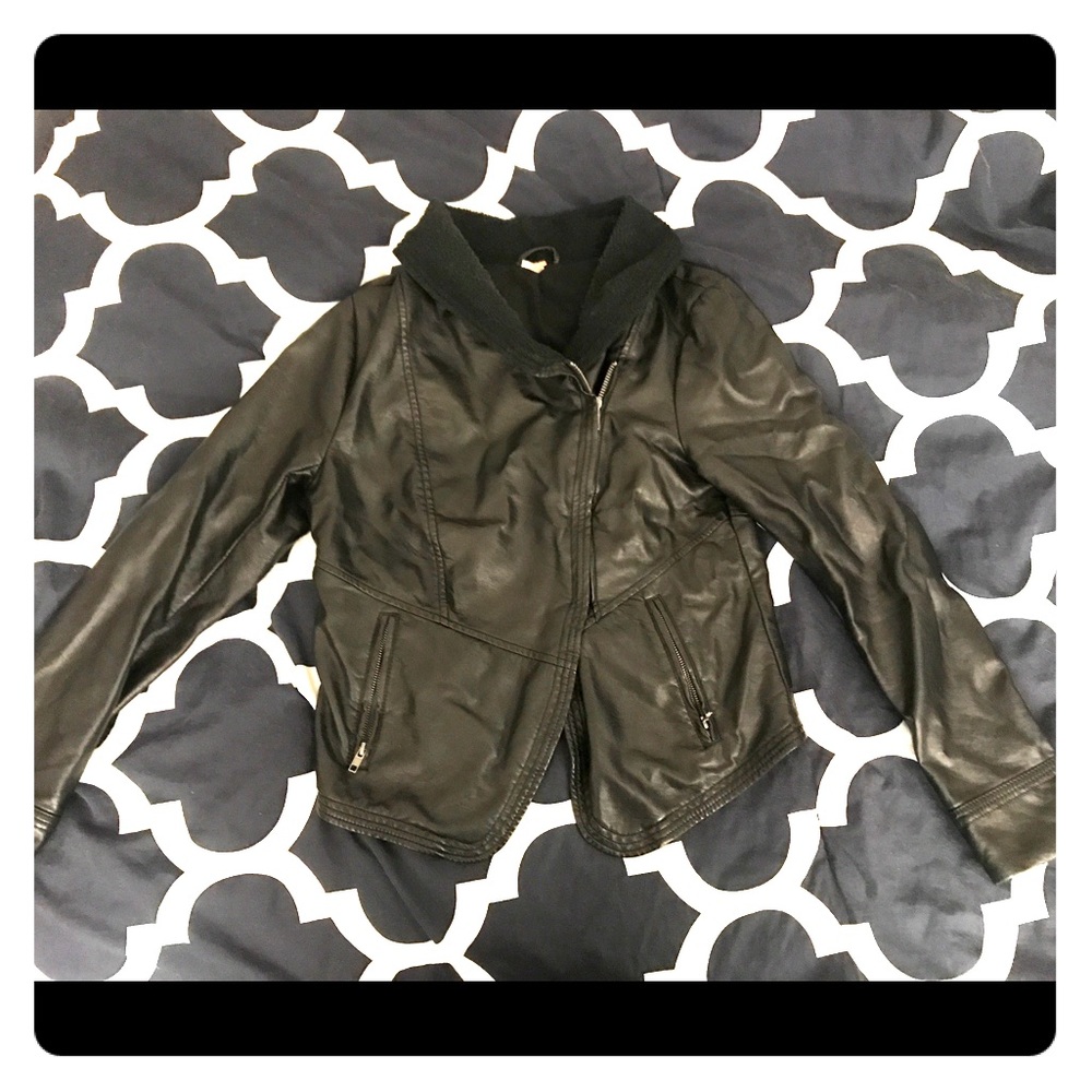 Free People Black Vegan Leather Jacket