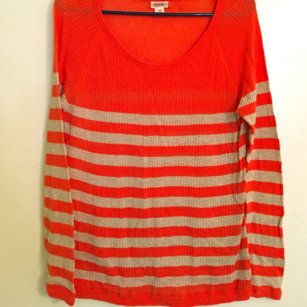 Coral and Tan striped sweater