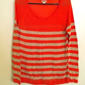 Coral and Tan striped sweater