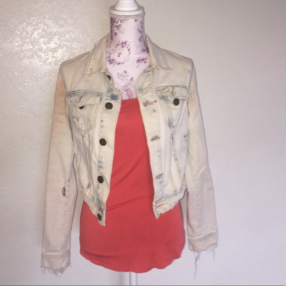 Free People Jackets & Blazers - Free People distressed light tie dye jean jacket