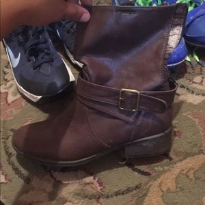 Brown leather boots