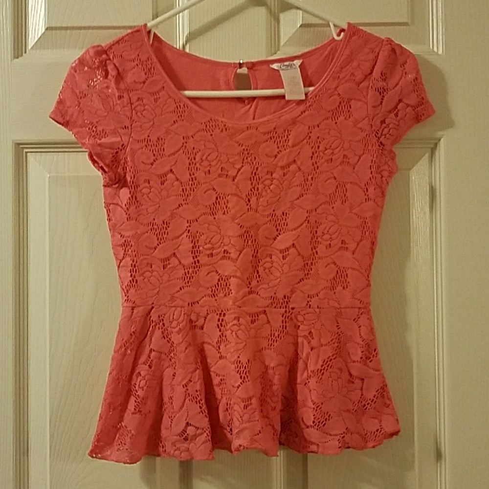Girl's Candies Coral Lace Top 14