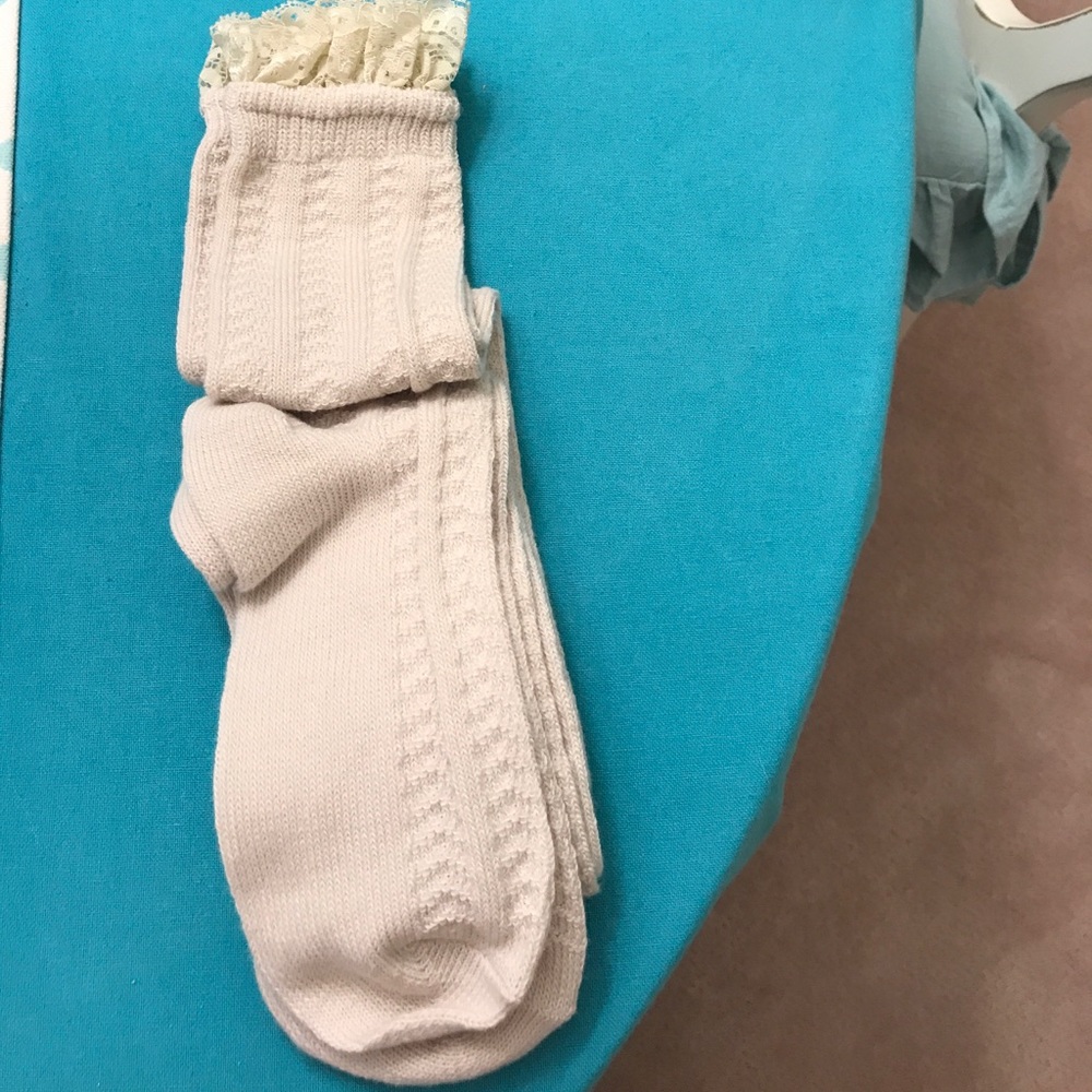 Cream extra long boot socks