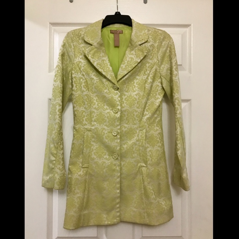 FALL COAT Lime Green Trench Coat NEW