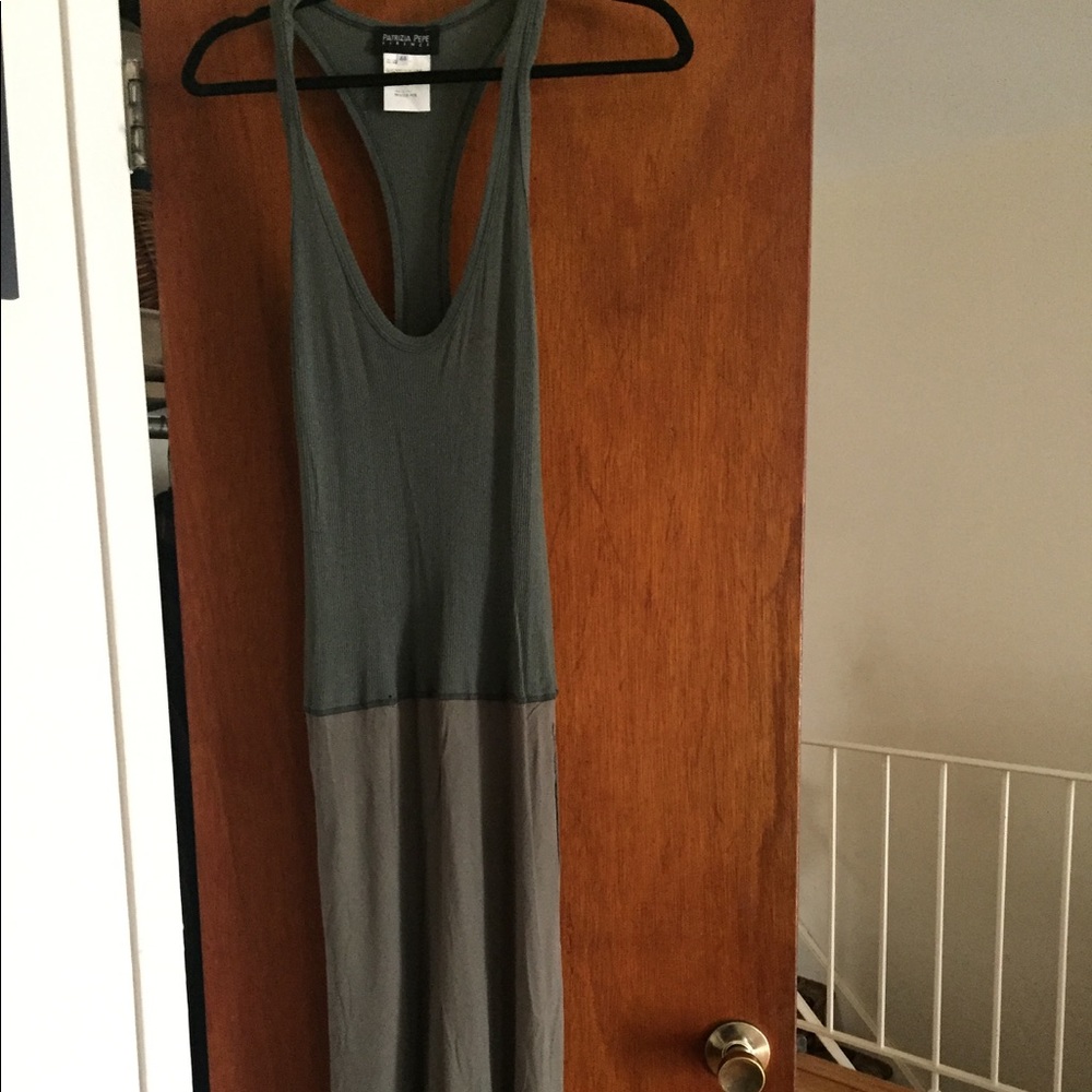 Patrizia Pepe khaki silk tank dress