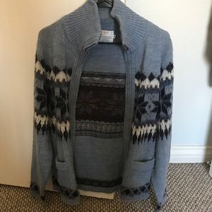 VTG Men's London Fog Blue Zip Up Cardigan/Sweater